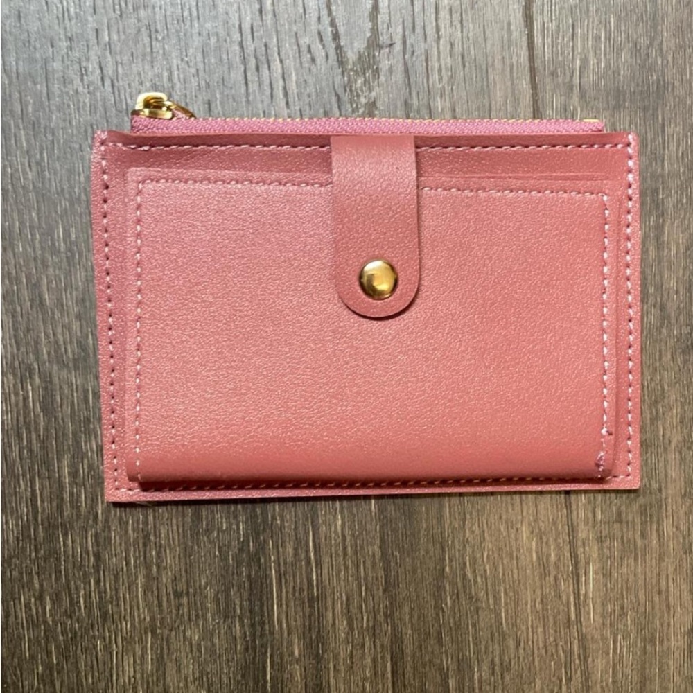 Pink Card Holder with Gold Button